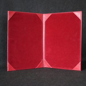 Kırmızı Süet - Deri Menü Kabı - A4 - 2 Cepli, Deri Kulaklı - Görsel 1