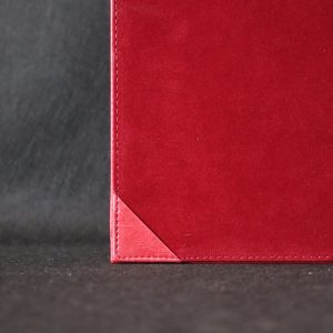 Kırmızı Süet - Deri Menü Kabı - A4 - 2 Cepli, Deri Kulaklı - Görsel 2