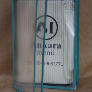 A4 Şeffaf Kapaklı Menü Kabı Turkuaz (4 Sayfa) - Görsel 2