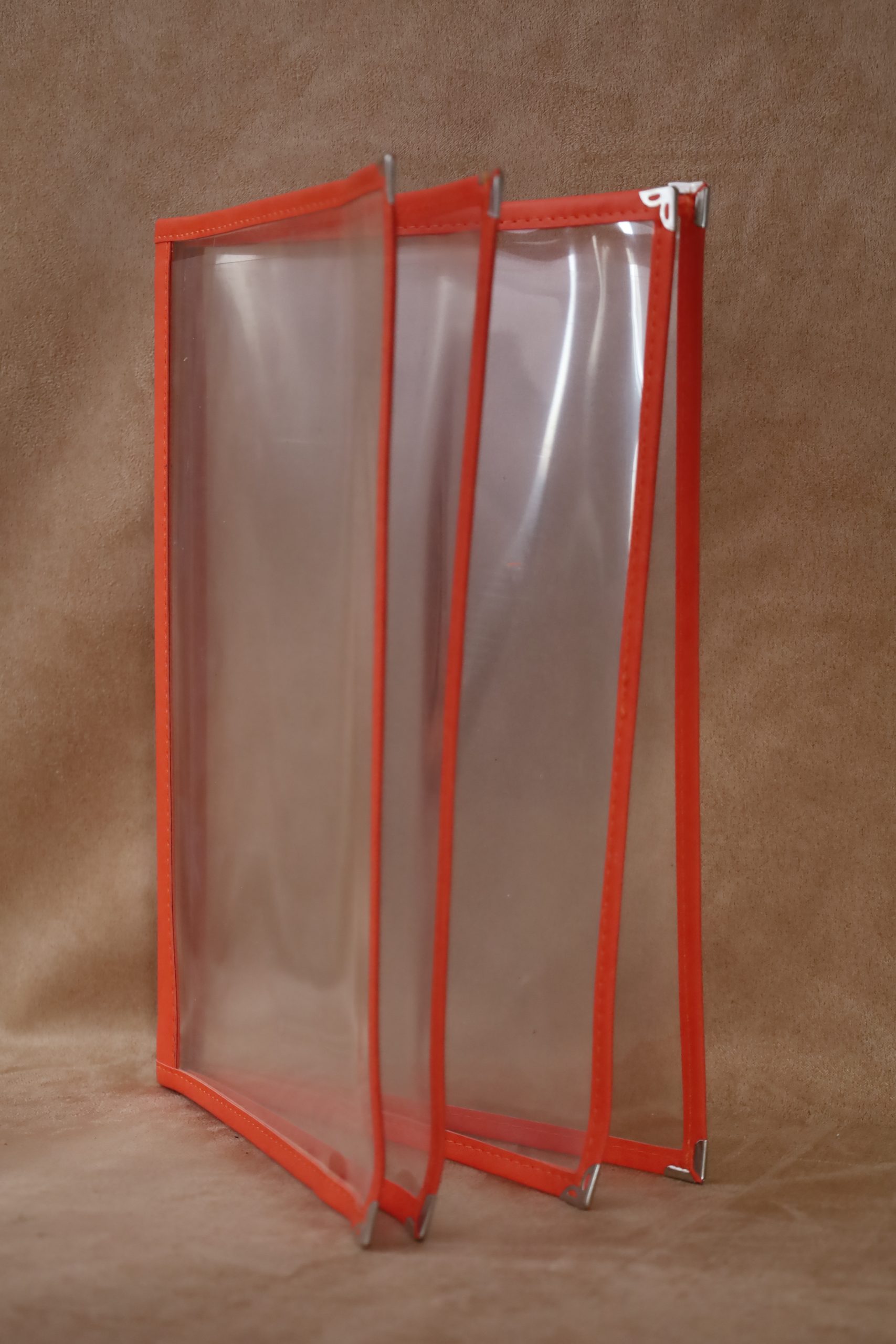 A4 Şeffaf Kapaklı Menü Kabı Turuncu (4 Sayfa)